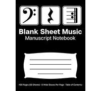 Blank Sheet Music Manuscript Notebook: Music Composition Book For Music Students & Music Teachers; Play Rest Repeat Bass Clef Cover Design