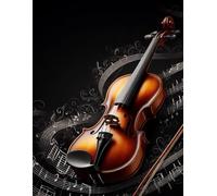 Blank Sheet Music Notebook, 100 Pages Composition Staff Paper Notebook, Manuscript Paper Notebook, 7 Staves per page: 8.5x11 in, Black Violin cover | 0.15" gap between lines | 0.7" gap between staffs