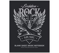 Blank Sheet Music Notebook - Wide Staff Manuscript Paper: Evolution Rock Design - Black Cover