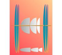 Blank Sketchbook for Artists - Large Format 8.5 x 11 Sketch Notebook with Bold Geometric Cover in Coral Teal and Silver: 120 Blank Pages | Mid-Century ... | Ideal for Pencils, Pens and Light Markers