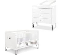 Blanka Chambre Bébé Lit Convertible Et Commode Avec Plan À Langer 140x70 Blanc Blanc