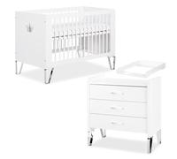 BLANKA Chambre bébé lit évolutif et commode avec plan à langer 120X60 Blanc Blanc G