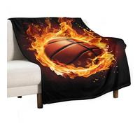 Blanket Basket-Ball de Feu Plaid Chaud Basket-Ball Couverture en Flanelle Molletonnée Fluffy SnMocheté pour Lit Canapé Couverture Décoration De Chambre Cadeau d'anniversaire 130x180cm