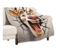 Blanket Drôle de Girafe Couverture Lit Plaid Jeté Confortable pour Lit Canapé Couverture Impression 3D d'animaux Molletonnée Décoration De Chambre Anniversaires Saint-Valentin 100x130cm
