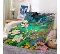 Blanket Flower Bushes and Jungles Soft and Comfortable Wool Fleece Throw Blankets for Sofa Office Car Camping Yoga Travel Home Decoration Cozy Plush Beach Gift 100x130cm