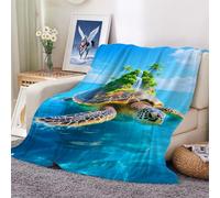 Blanket for Kids Adults Plush Turtle Island Throw Blankets Room Decor for Bedroom Gifts 100x130cm