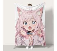 Blanket Throws Flannel Throw for Couch Sofa Bedroom Chair Home Decor, Lightweight Anime Girl Pattern Travel Throw Blanket for Women Men Adults.