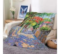 Blanket Town Street View Soft and Comfortable Wool Fleece Throw Blankets for Sofa Office Car Camping Yoga Travel Home Decoration Cozy Plush Beach Gift 100x130cm