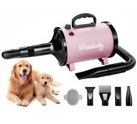 Blanlody Pulseur pour Chien Blower - Très Silencieux - 4,5 CV / 3200 W - Moteur réglable - Souffleur de Soins pour Chien avec 4 Buses différentes - Tuyau élastique et Brosse d'entretien