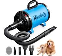 Blanlody Pulseur pour Chien Blower - Très Silencieux - 4,5 CV / 3200 W - Moteur réglable - Souffleur de Soins pour Chien avec 4 Buses différentes - Tuyau élastique et Brosse d'entretien