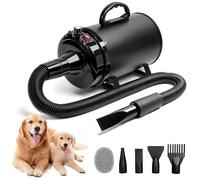 Blanlody Sèche-Cheveux pour Chien Blaster 3800 W/5,2 HP - Chauffage à Basse température sonore avec 4 Buses différentes et Brosse de toilettage pour Animaux de Compagnie