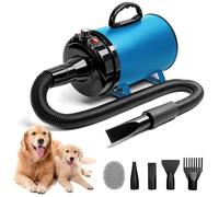 Blanlody Sèche-Cheveux pour Chien Blaster 3800 W/5,2 HP - Chauffage à Basse température sonore avec 5 Buses différentes et Brosse de toilettage pour Animaux de Compagnie