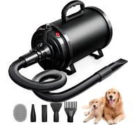 Blanlody Sèche-Cheveux pour Chien Blower - Très Silencieux - 4,5 CV / 3200 W - Moteur réglable - Souffleur de Soins pour Chien avec 4 Buses différentes - Tuyau élastique et Brosse d'entretien