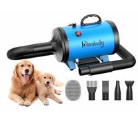 Blanlody Sèche-Cheveux pour Chien Blower - Très Silencieux - 4,5 CV / 3200 W - Moteur réglable - Souffleur de Soins pour Chien avec 4 Buses différentes - Tuyau élastique et Brosse d'entretien