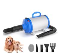 Blanlody Sèche-Cheveux pour Chien Blower - Très Silencieux - 4,5 CV / 3200 W - Moteur réglable - Souffleur de Soins pour Chien avec 4 Buses différentes - Tuyau élastique et Brosse d'entretien