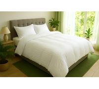 Blanrêve - Couette - Elégance en Satin Rayée - Esthetique et Chaude - pour lit de 1 personne - Microfibre - 140x200 cm - Blanc - Fabriqué en France