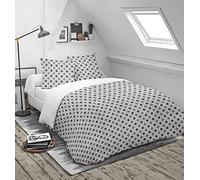 Blanrêve - Couette Imprimée ou Unie - Tempérée - pour lit de 2 personnes - Entretien Facile - 240x220 cm - Gris/Blanc - Fabriqué en France