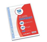 Blasetti - Feuilles mobiles perforées avec renfort - Ligné 1R - Pour classeurs à anneaux - Format A4 21x29,7 cm - 40 feuilles, 80 pages - Papier blanc 80 g - Renfort en plastique