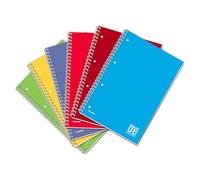 Blasetti - Lot de 6 One Color - Cahier de composition Reliure à spirale - Format A4 (22,2x29,7) - 160 pages en papier ordinaire 80 g/m² - feuilles lignées - Lignage 1R - Couverture en carton