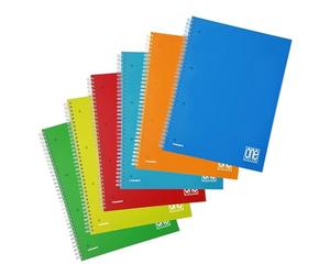 Blasetti - Lot de 6 One Color - Cahier de composition Reliure à spirale - Format A4 (22,2x29,7) - 160 pages en papier ordinaire 80 g/m² - Lignage 4M - Couverture en polipropylène Couleurs assorties
