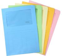Blasetti Porte-documents avec fenêtre - SINTEX MIX Couleurs assorties classeur de documents pour bureau, format A4, lot de 20 pièces, papier coloré 120 g, ouvert sur deux côtés