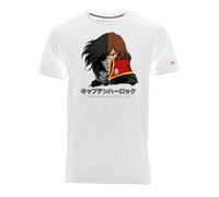 Blasfemus T-Shirt Capitaine Harlock - Anime Manga Dessins Animés Années 80, Blanc, XL