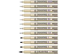 BLASHRD 12Piece Peinture Art Stylos Noir Fine Ligne Encre Étanche Ensemble Art Fournitures Marqueurs Dessin Croquis Anime Aquarelle