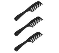 BLASHRD 3X Noir Double Rangée Dent Enchevêtrement Peigne à Cheveux Peigne à Shampooing avec Poignée pour la Longue Chanson Convient pour Les Cheveux Mouillés