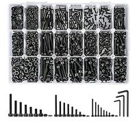 BLASHRD Assortiment de 1260 PièCes de Boulons MéTriques M2, 21 Tailles de Vis, éCrous et Capuchon à TêTe Hexagonale, Noir