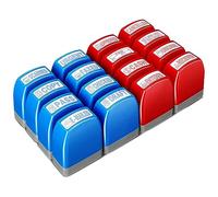 BLASHRD Ensemble de 16 Tampons en Caoutchouc Préencrés pour Tampons de Bureau Approuvés, Payés, Copiés, Envoyés par Fax, Numérisés, Messages, Comptes. Durables, Faciles à Utiliser, Rouge et Bleu.
