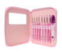BLASHRD Kit de 9 Crochets Ergonomiques en Aluminium avec Poignée Souple et 8 Tailles pour Bricolage, Artisanat, Tricot, Crochetage