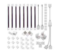 BLASHRD Kit de Connecteur de Bande LED à 5 Broches Connecteur de Bande LED en Plastique Blanc Adapté à la Connexion de Bande LED RGBW de 12 mm Comprend un Connecteur LED RGBW à 5 Broches en Forme de T