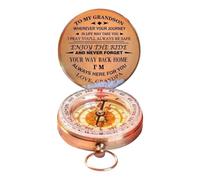 BLASHRD Profitez de la Balade, Boussole en Cuivre, Cadeau pour Enfants Camping Randonnée Boussole Portable de Poche Facile à Utiliser, Grand-Père à -Fils