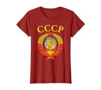 Blason Emblème de l'Union Soviétique URSS SSSR CCCP T-Shirt, Femme, Canneberge, XS
