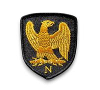 Blason Impérial de Napoléon Noir fil doré - Ecusson Napoleon avec dos scratch et support à coudre fourni - Taille 8X6,4CM - Support à coudre Offert - Qualité Militaire