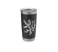 Blason République tchèque avec drapeau lion double face Gobelet isotherme en acier inoxydable double paroi