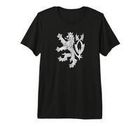 Blason République tchèque avec Drapeau Lion Double Face T-Shirt Haut de Gamme