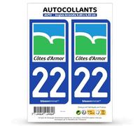 blasonimmat 2 Autocollants Plaque immatriculation 22 Côtes-d'Armor - Département