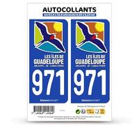 blasonimmat 2 Autocollants Plaque immatriculation 971 Guadeloupe - Tourisme