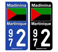 blasonimmat 2 Autocollants Plaque immatriculation 972 Martinique - Drapeau Nationaliste