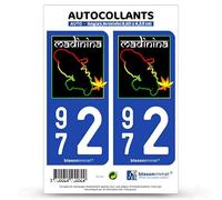 blasonimmat 2 Autocollants Plaque immatriculation 972 Martinique - Madinina