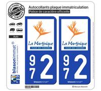 blasonimmat 2 Autocollants Plaque immatriculation 972 Martinique - Tourisme