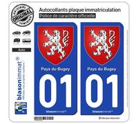 blasonimmat 2 Autocollants Plaque immatriculation Auto 01 Pays du Bugey - Armoiries