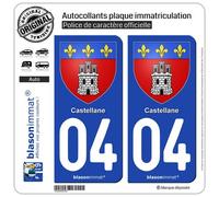 blasonimmat 2 Autocollants Plaque immatriculation Auto 04 Castellane - Armoiries