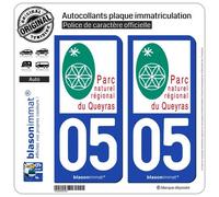 blasonimmat 2 Autocollants Plaque immatriculation Auto 05 Queyras - Parc Naturel Régional