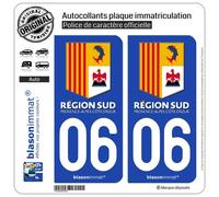blasonimmat 2 Autocollants Plaque immatriculation Auto 06 PACA - Région Sud