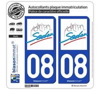 blasonimmat 2 Autocollants Plaque immatriculation Auto 08 Sedan - Ville