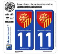 blasonimmat 2 Autocollants Plaque immatriculation Auto 11 Languedoc-Roussillon - Armoiries