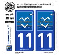 blasonimmat 2 Autocollants Plaque immatriculation Auto 11 Port-la-Nouvelle - Commune