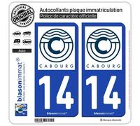 blasonimmat 2 Autocollants Plaque immatriculation Auto 14 Cabourg - Ville
